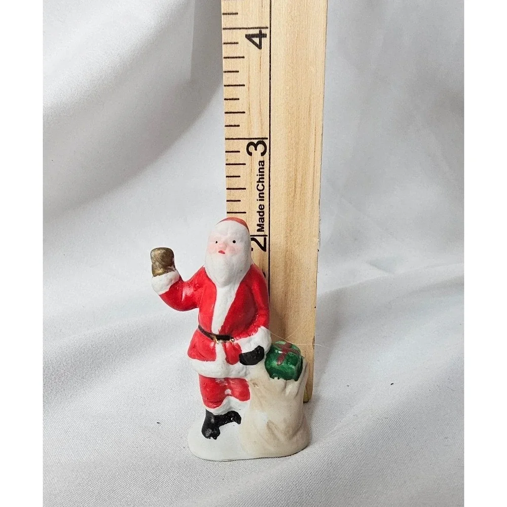 VTG Lemax Santa Claus Figurine 2.5in Ceramic Christmas Village Miniature Bell